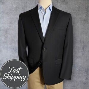 $395 Ralph Lauren Men’s Blazer 42R Black Wool Sport Coat 2 Button Suit Jacket